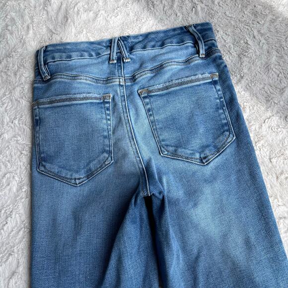 Good American good legs crop mini boot jeans kick crop flare bootcut distressed - Picture 9 of 14